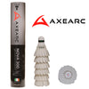 Axearc badminton shuttlecock packaging with a single shuttlecock and a close-up of the brand logo.